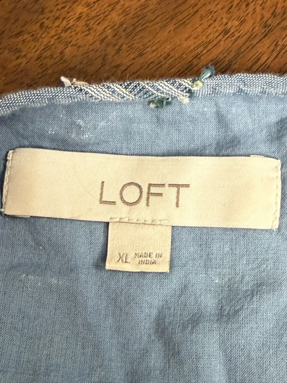 LOFT Chambray Dress XL Blue Button Front Boho Cotton Summer Midi Casual - Picture 7 of 9